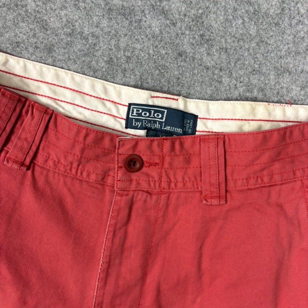 Polo Ralph Lauren Mens Red Cotton Twill Cargo Shorts Size 33 Pony Logo Utility